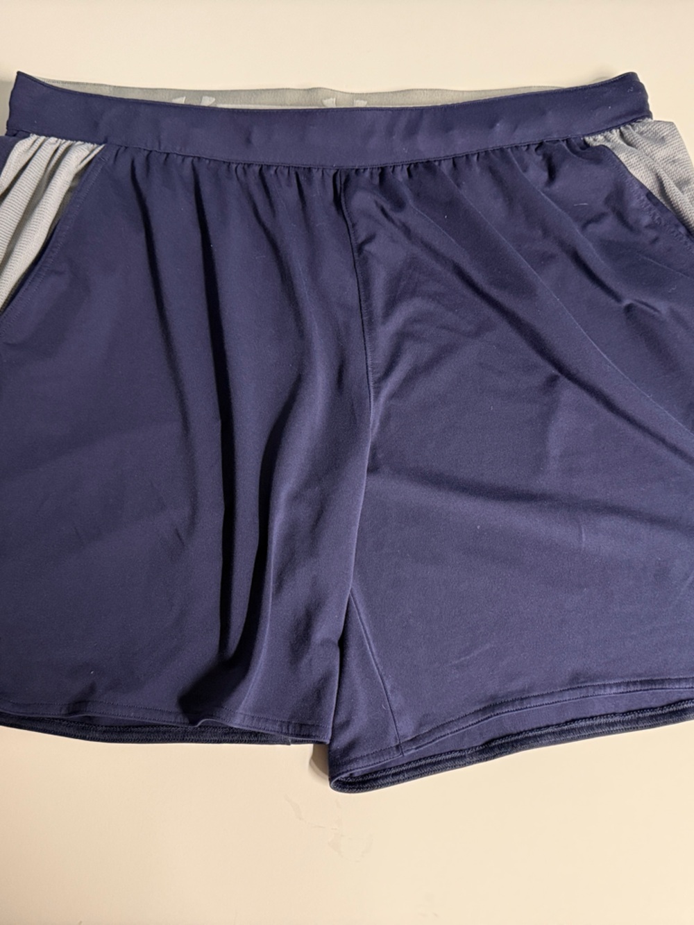 Under Armour Women’s Navy Blue Athletic Shorts with Gray Trim